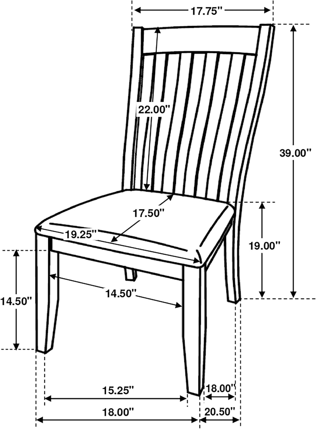 Coaster Home Furnishings - Nogales - Asian Hardwood - Set of 2 Dining Side Chairs with High Slatted Backs, Foam-Padded Seats and Tapered Legs - Dining Room and Kitchen - Coastal Gray - 109812