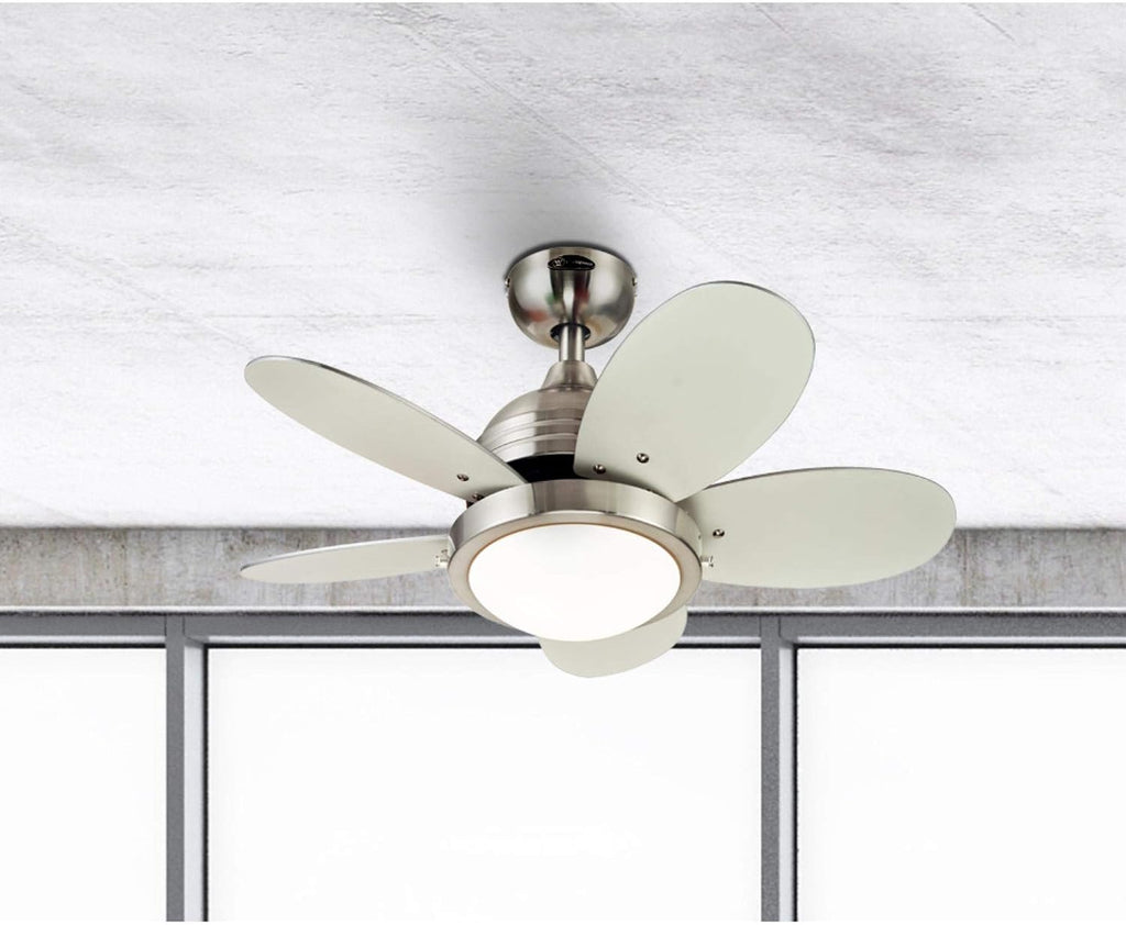 Westinghouse Lighting 7223600 Roundabout Indoor Ceiling Fan with Light, 30 Inch, Brushed Nickel
