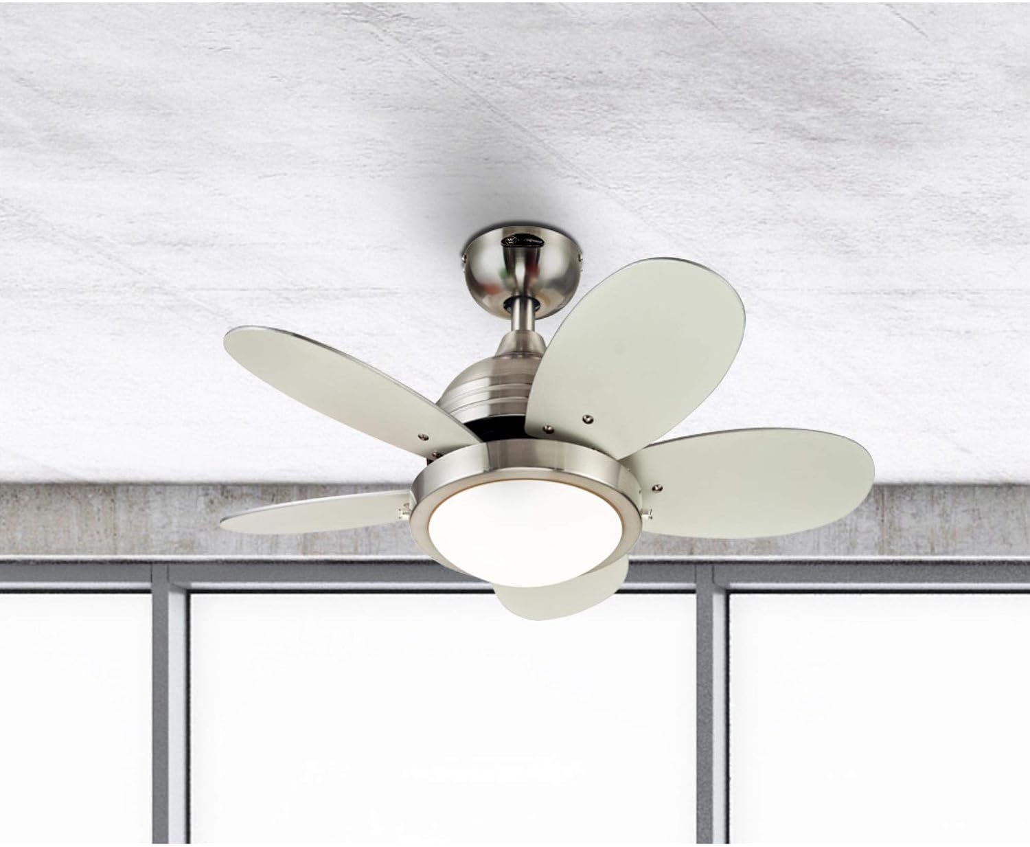 Westinghouse Lighting 7223600 Roundabout Indoor Ceiling Fan with Light, 30 Inch, Brushed Nickel