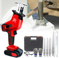 Professional Electric Hand Butcher Saw with LED Light &Non-Slip Handle,Cordless Reciprocating Saw with 5 Blades,Battery Powered Bone Meat Cutter for Wood&Metal&PVC&Meat&Bones,2Battery