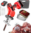 Portable Reciprocating Saws, Electric Cordless Chainsaw 21v Power Saws, Battery Powered Electric Bone Saw, 4 Meat Plates Included (With Battery And Tool Box),3AH