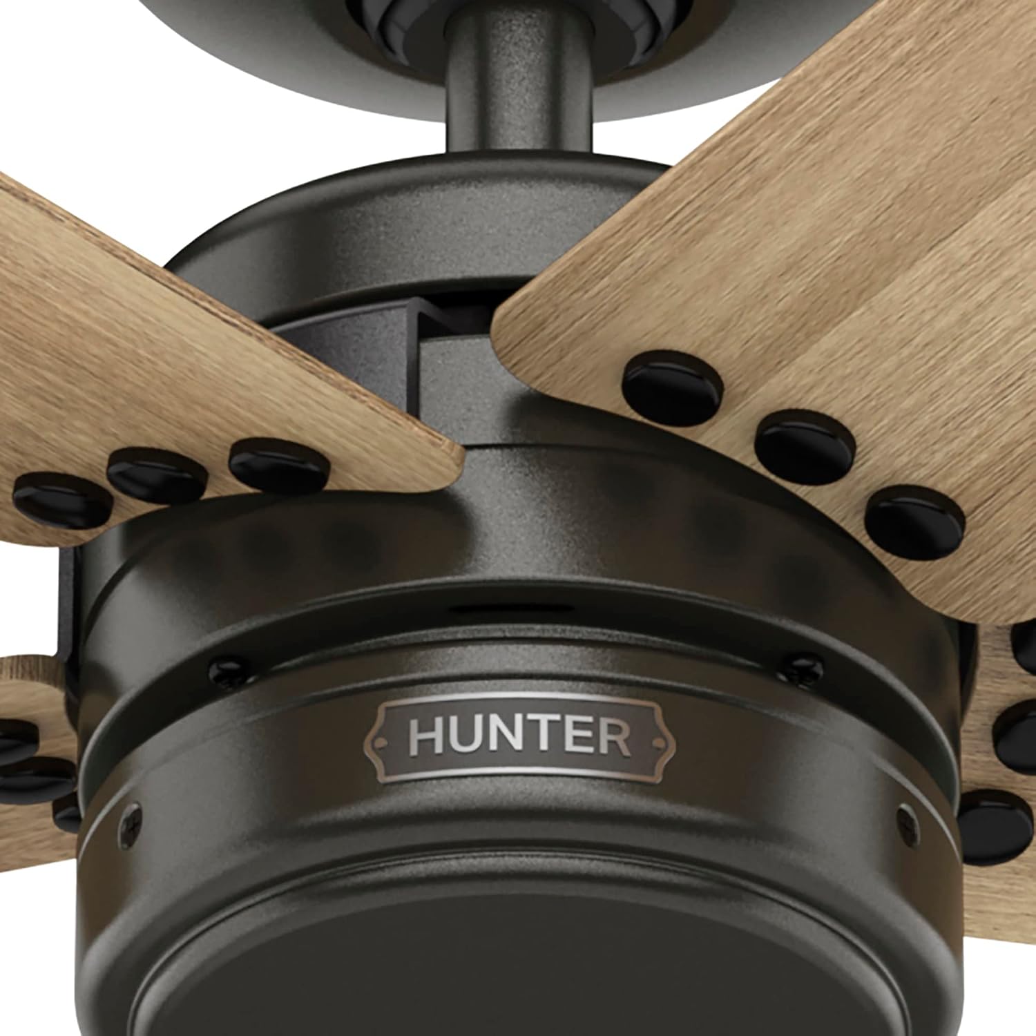Hunter 52 inch Outdoor or Indoor Ceiling Fan No Light - Bronze Ceiling Fan without Light, For Patio, Porch, Garage, or Living Room, Standard Mount, 5 Blades, Wall Control - Burton 52264, Noble Bronze