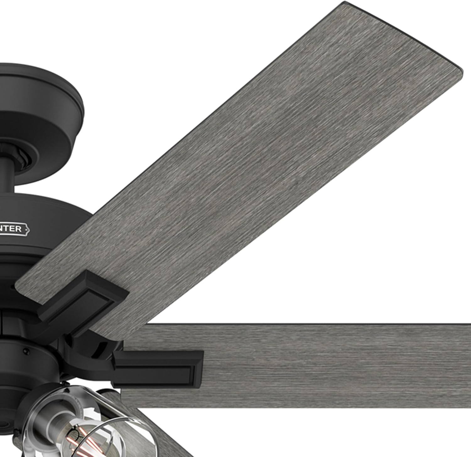 Hunter Fan 52 Inch Matte Black Indoor Ceiling fan with Light and Remote for Bedroom, Living Room, Office, Kitchen (Renewed)