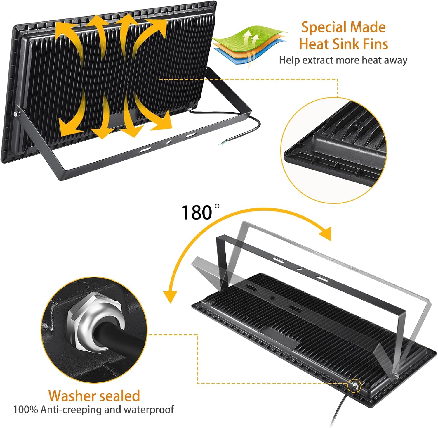 XYCN 600W LED Stadium Flood Lights Outdoor(3050W Equivalent),67500LM Super Bright LED Arena Lights,100-277V IP66 Waterproof 5000K Daylight White Commercial Lighting for Sports Fields and Counts