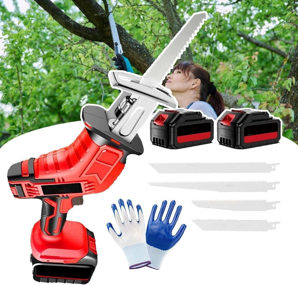 Cordless Reciprocating Saw,Electric Bone Saw Butchers Saw,Bone Cutting Saw,Large Capacity Battery Long Lasting，Led Lighting,With12 Gloves,For Wood，Metal，Pvc Cuting