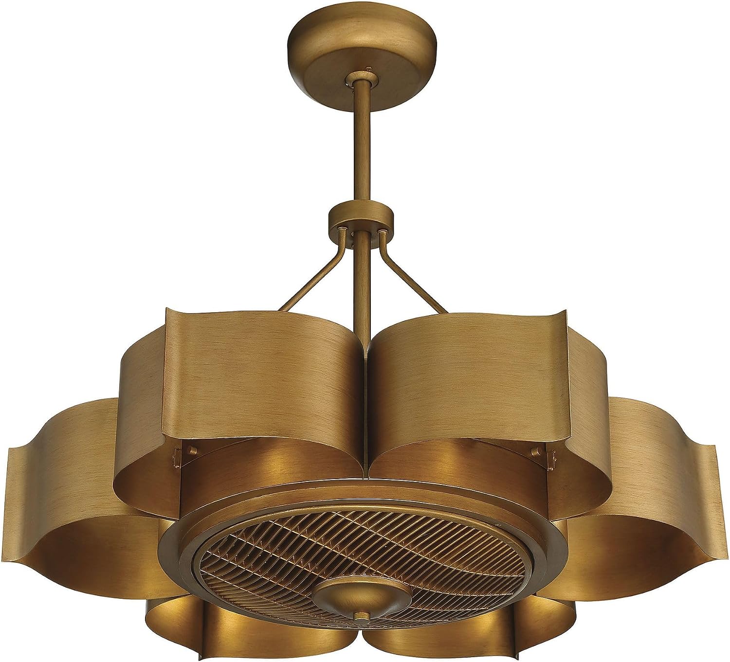 Savoy House 39-FD-125-54 Stockholm Bohemian Vintage Metal Fandelier Ceiling Fan with Remote, 6-Light 36 Total Watts, 23' H x 31' W, Gold Patina
