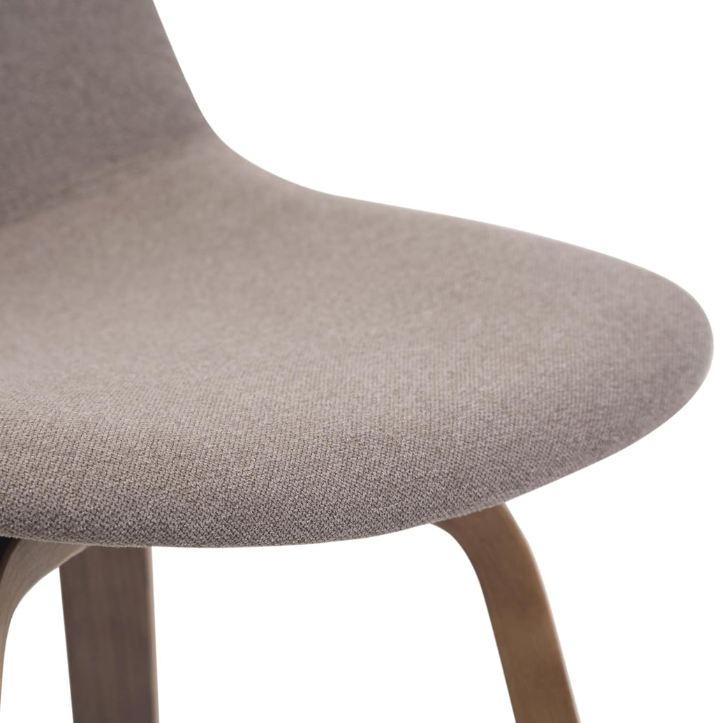SIMPLIHOME Randolph Counter Stools (Set of 2) - 28 Inch Seat Height Upholstered Bentwood Kitchen Seats in Mocha Woven Fabric, Mid Century Modern Seating with Curved Backrest and Chrome Footrest