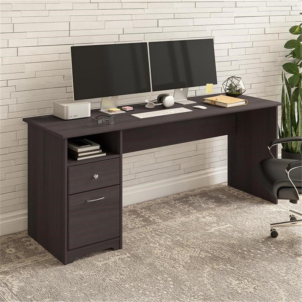 Bush Furniture Cabot 72W Computer Desk with Drawers in Heather Gray, Large Work Table and Built-in Storage for Home Office, 6 Foot Long Desktop