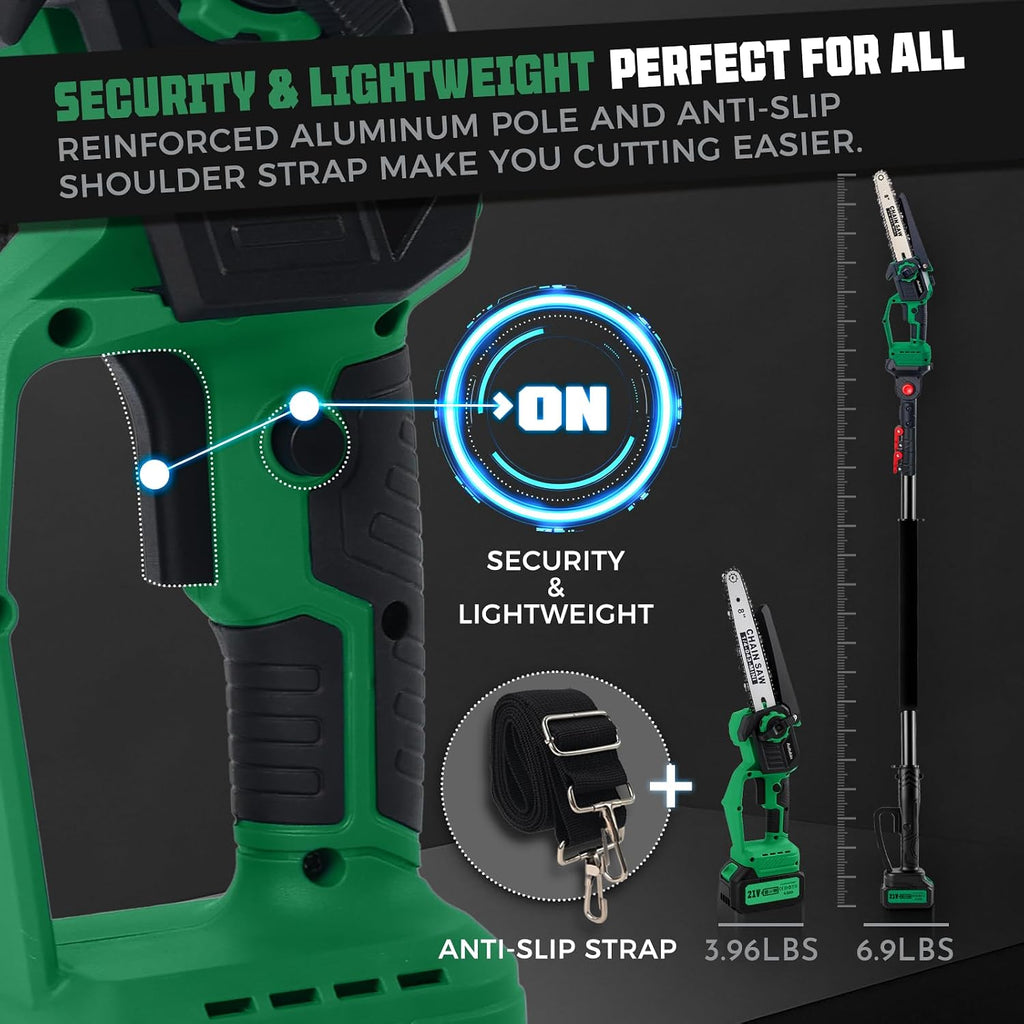 2-in-1 Electric Pole Saw for Tree Trimming, Cordless Polesaw & 8'' Mini Chainsaw with Extension Pole, Handheld Chain Saw with Rechargeable Batteries as Gifts for Wood Ranger,Senior,Women