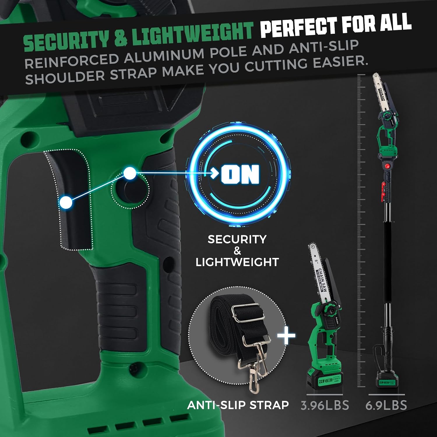 2-in-1 Electric Pole Saw for Tree Trimming, Cordless Polesaw & 8'' Mini Chainsaw with Extension Pole, Handheld Chain Saw with Rechargeable Batteries as Gifts for Wood Ranger,Senior,Women