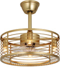 Caged Ceiling Fan with Light, Gold Fandelier Ceiling Fan and Remote Control - Reversible Motor, 6-Speed Wind, 18 Inch for Bedroom and Kitchen