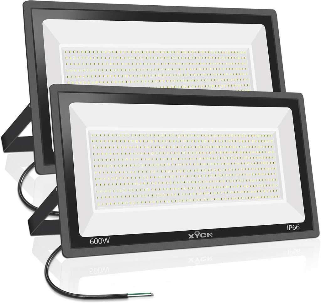 600W 2pack LED Stadium Flood Lights ,(3050W Equivalent)67500LM Super Bright LED Arena Outdoor Lights,100-277V IP66 Waterproof 5000K Daylight White Commercial Lighting for Sports Fields and Counts