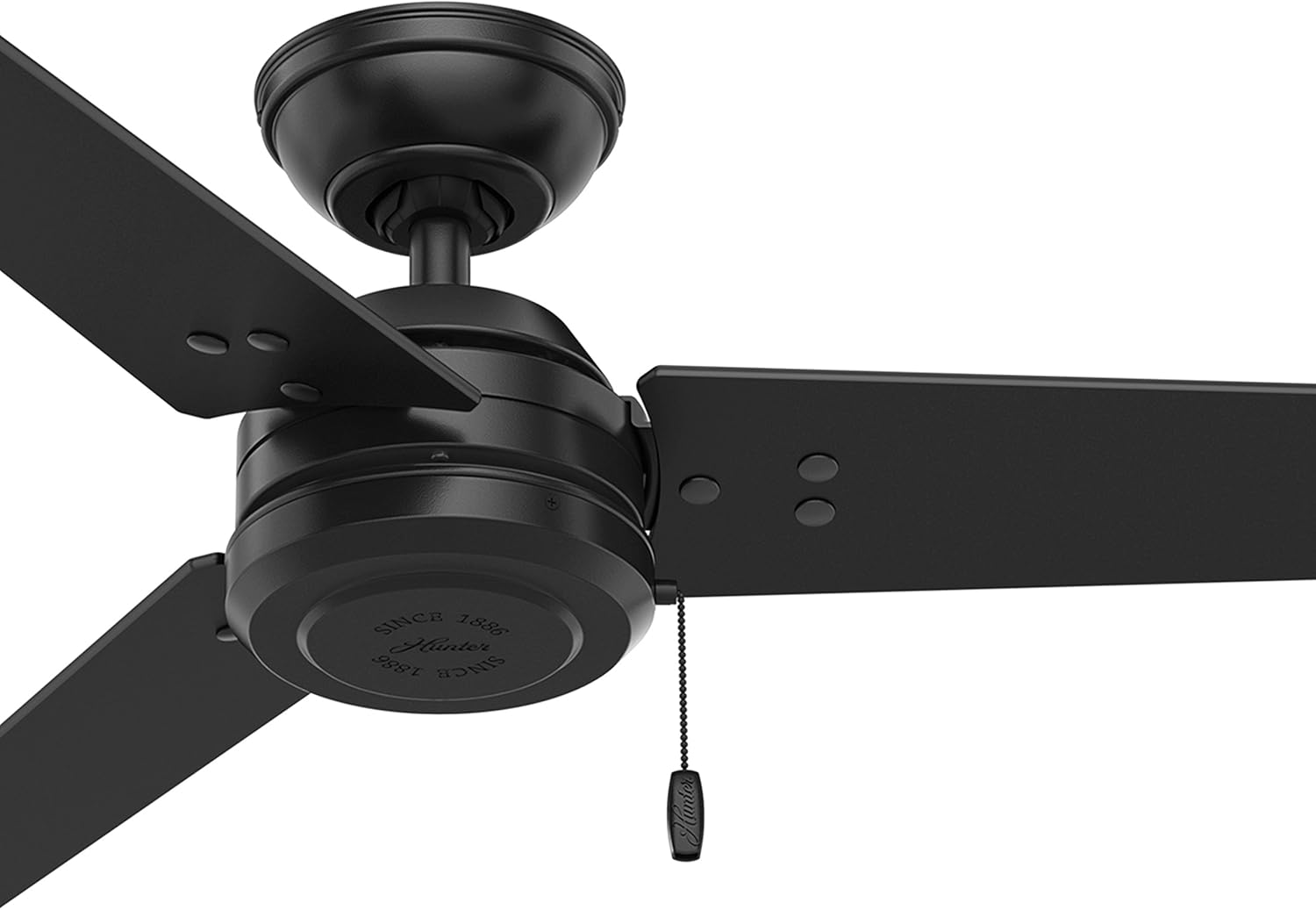Hunter 52 in. Outdoor Industrial Ceiling fan in Matte Black, 3-Blade (Renewed)