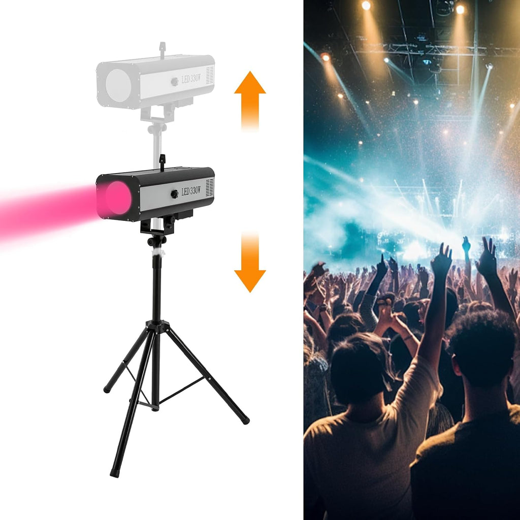 CNCEST 330W LED Stage Spotlight LED Follow Spotlight with Stand for Party Disco Wedding,Adjustable Aperture,3.94-5.1FT Height (330, Watts)