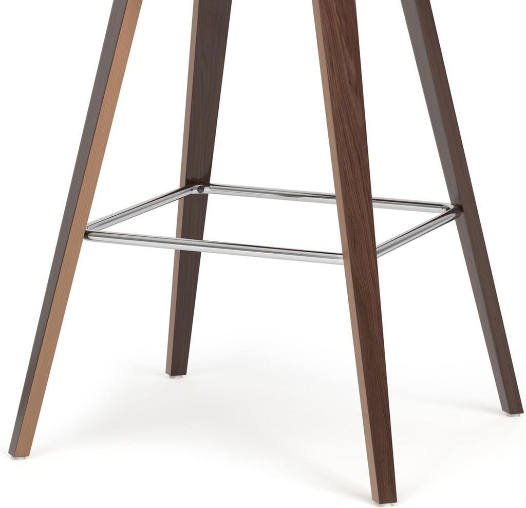 SIMPLIHOME Randolph Counter Stools (Set of 2) - 28 Inch Seat Height Upholstered Bentwood Bar Stools in Dijon Yellow Polyester Linen, Mid Century Modern Seating with Curved Backrest and Footrest