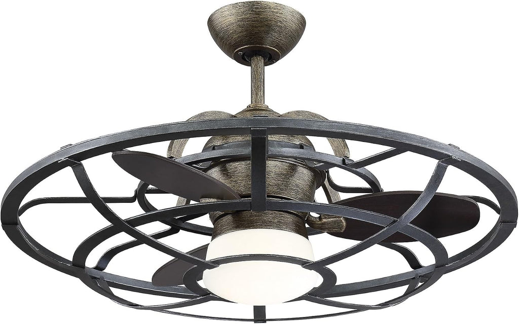 Savoy House 26-9536-FD-196 Alsace Industrial 30' Fandelier Ceiling Fan with Lights, Integrated LED Chandelier Fan with Remote Control, Reclaimed Wood