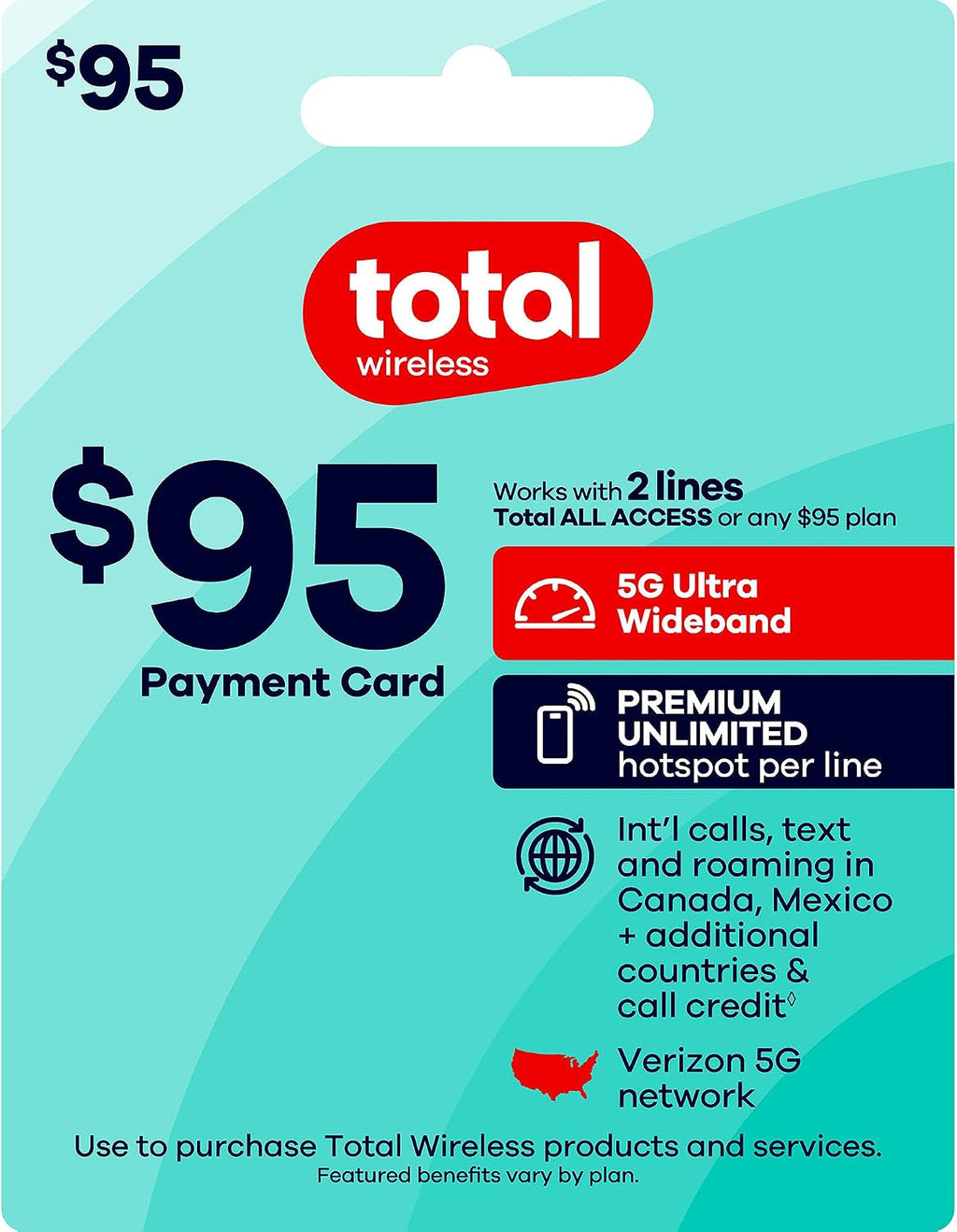 Total Wireless $95 Payment Card | Redeemable Value for Total All Access Plan