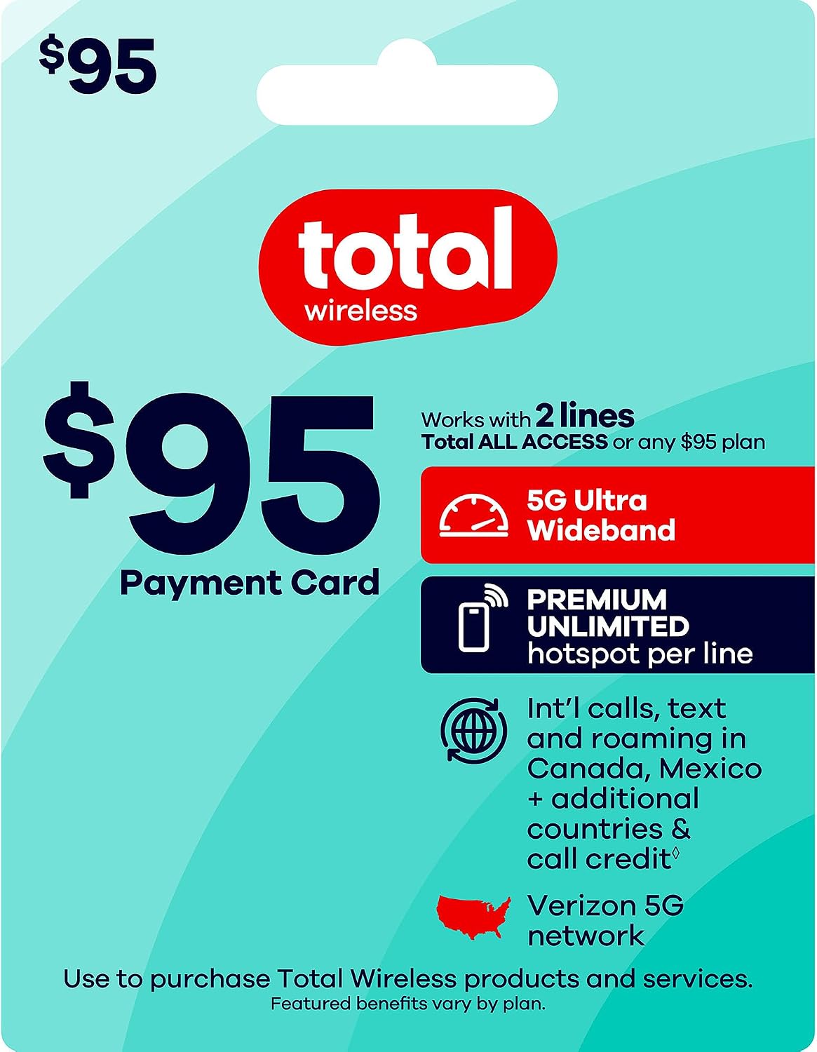 Total Wireless $95 Payment Card | Redeemable Value for Total All Access Plan
