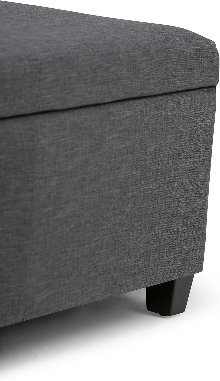 SIMPLIHOME Avalon Storage Ottoman Bench - 48' Wide x 16' High Upholstered Linen Look Fabric Rectangular Lift-Top Ottoman in Slate Grey, Contemporary Bench for Living Room with High-Density Foam
