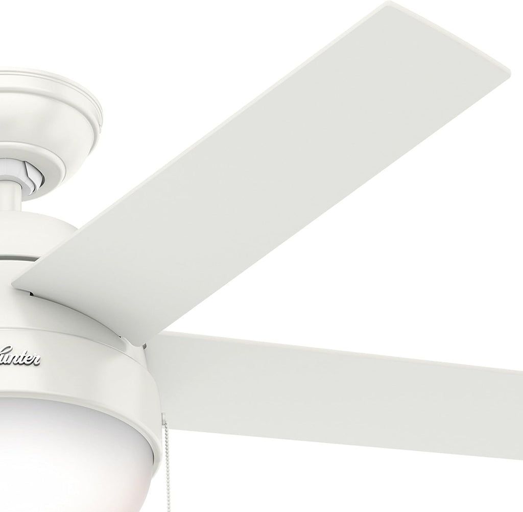 Hunter Fan 46 inch Contemporary Low Profile Ceiling Fan with Light Kit in Fresh White (Renewed)