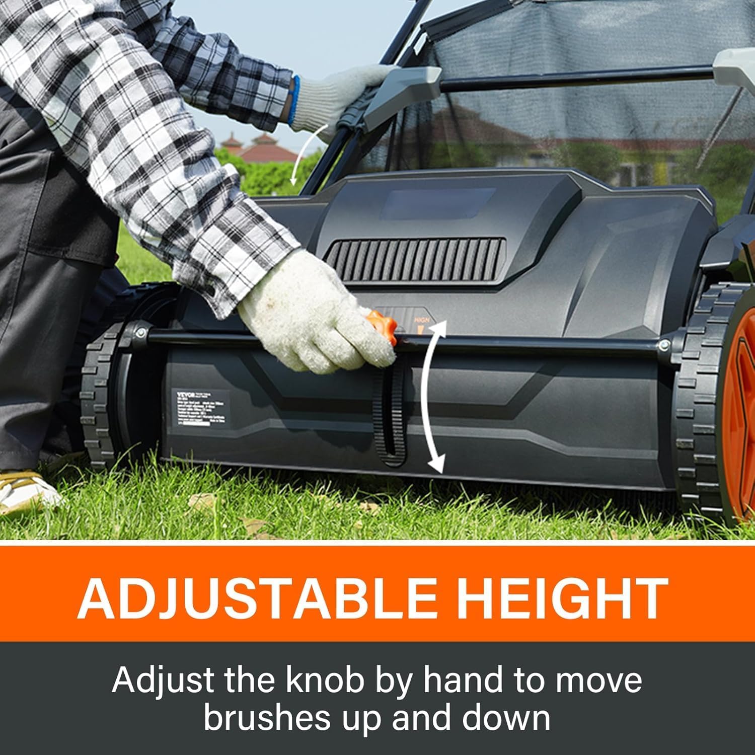 Push Lawn Sweeper, Leaf & Grass Collector with Strong Rubber Wheels & Heavy Duty Thickened Steel Durable to Use with 3.5 cu. ft. Large Mesh Collection Hopper Bag, 2 Spinning Brushes