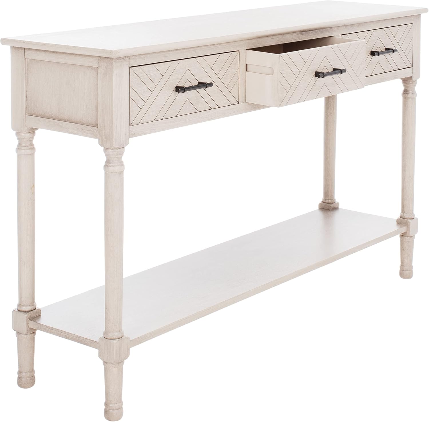 SAFAVIEH Home Collection Peyton Greige 3-Drawer Lower Shelf Console Table CNS5705D