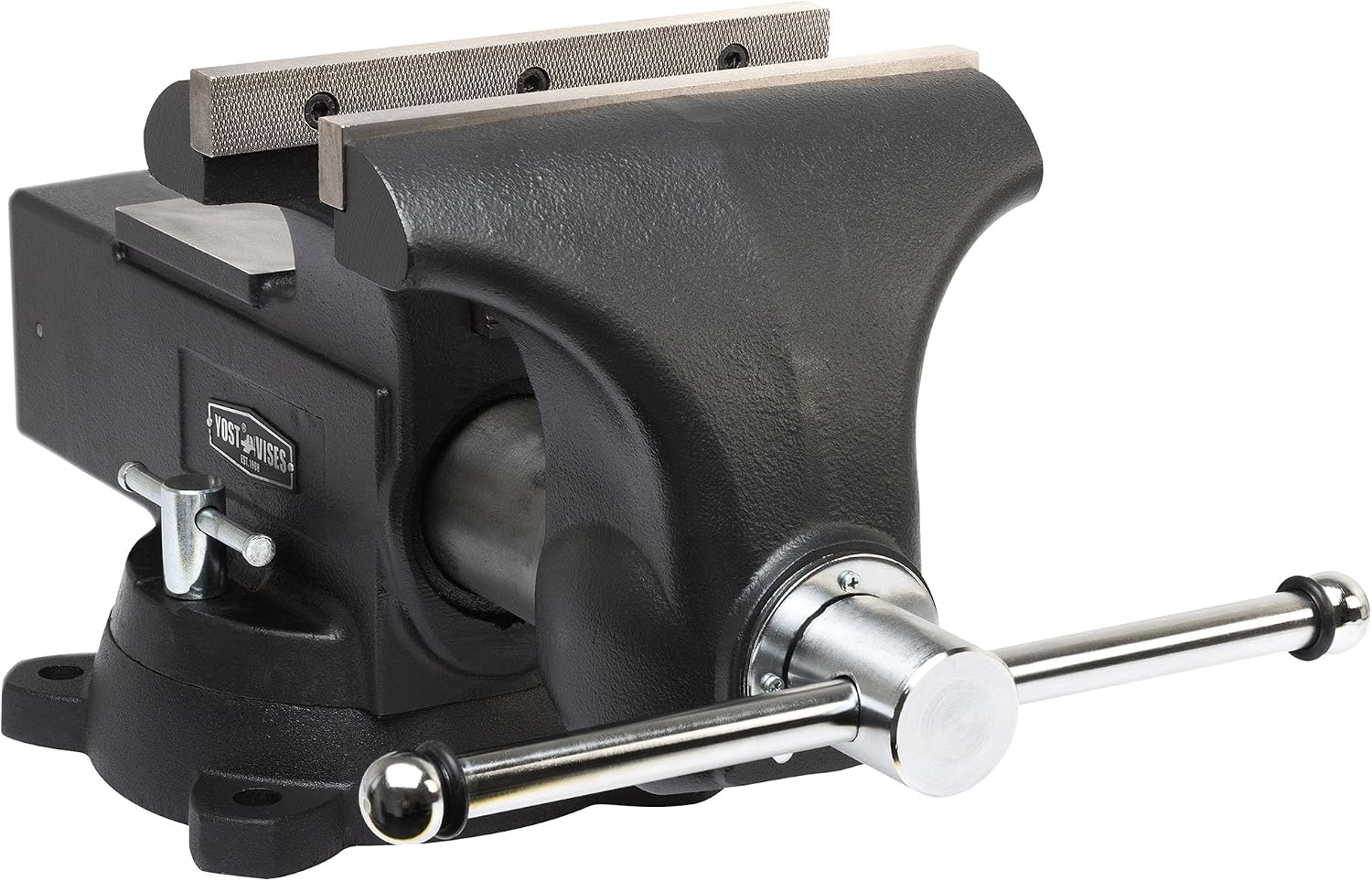 Yost HD1000-C Heavy Duty 10-Inch Mechanics Work Bench Vise | Heavy Duty Woodworking & Metal Work Table with Secure Grip Swivel Base | 60,000 PSI Casting Iron Material with Extra-large Anvil Surface