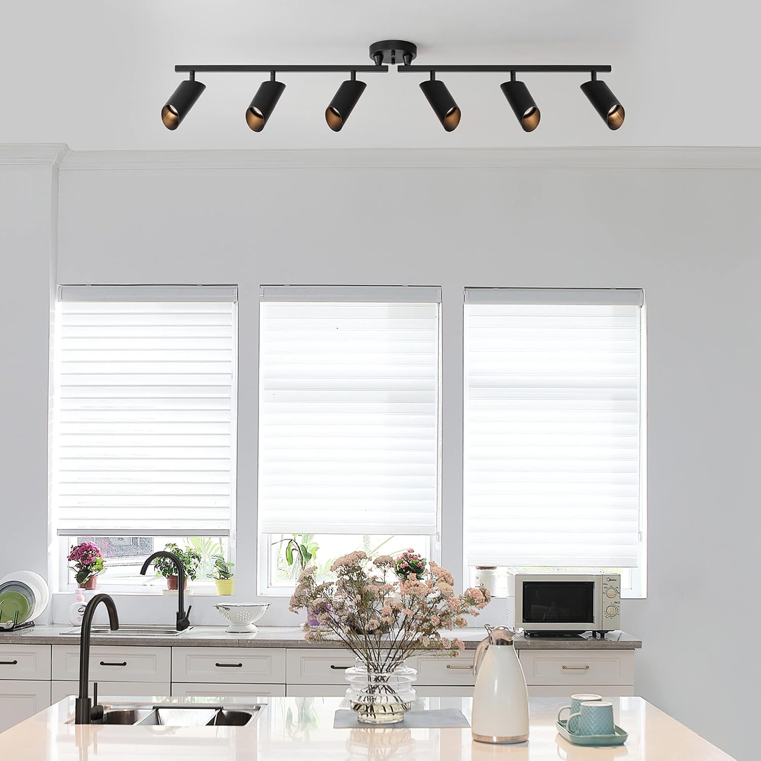 Globe Electric Foldable 6-Light Track Ceiling Light, Matte Black, Pivot Shades, GU10 Sockets