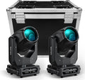 2PC Moving Head Light with Case 280W 10R LED Beam Stage DJ Lights 17 Gobos 15 Colors DMX512 Prism Rainbow Effect High Brightness Spotlights Sound Activtaed for Bar Disco Wedding Concert Lighting