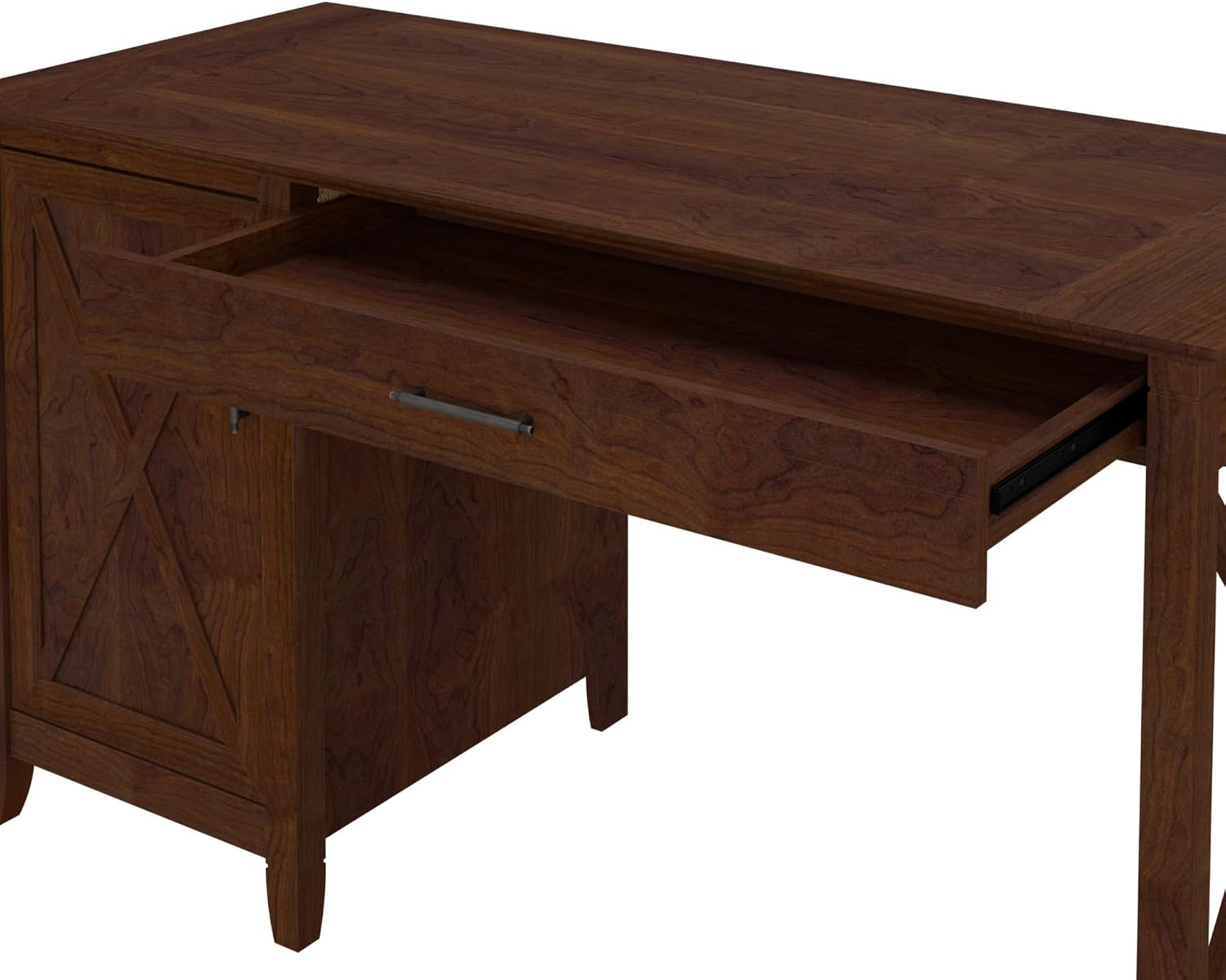 Bush Home Key West Computer Desk with Storage | Farmhouse PC Table for Home Office in Bing Cherry | 54W x 24D