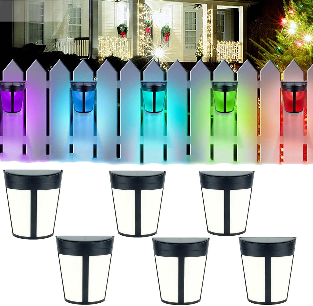 Outdoor Decorative Wall Lamp, RGB 7 Color Glow Solar Lighting Solar Powered IP65 Waterproof Light,Wall Mount Solar Light,for Porch Yard