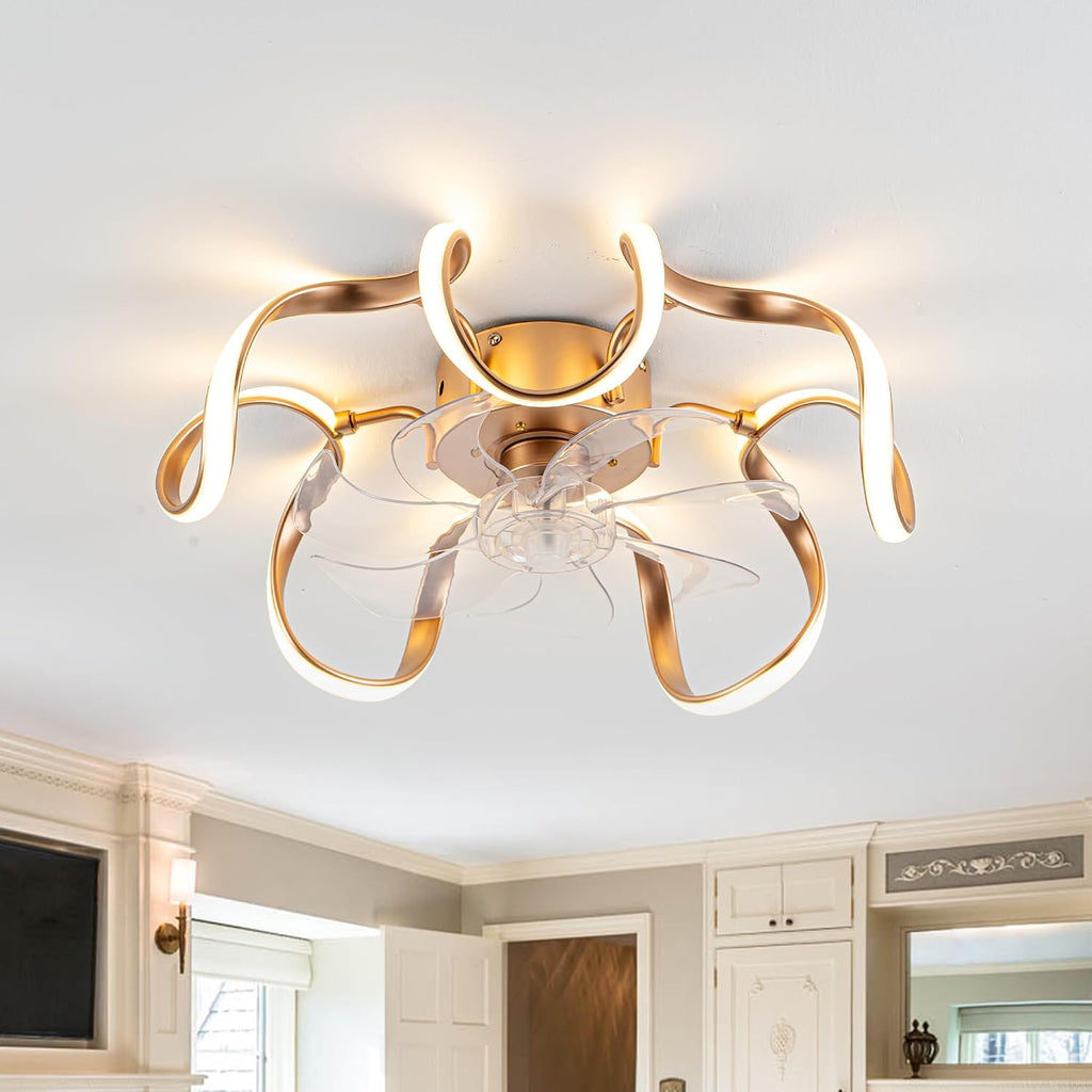 20' Low Profile Flush Mount Ceiling Fans with Memory Function,6 Speeds and 3 Color Lights,Dimmable Light,Ceiling Fan Light with APP and Remote Control for Bedroom,Living Room,Kitchen
