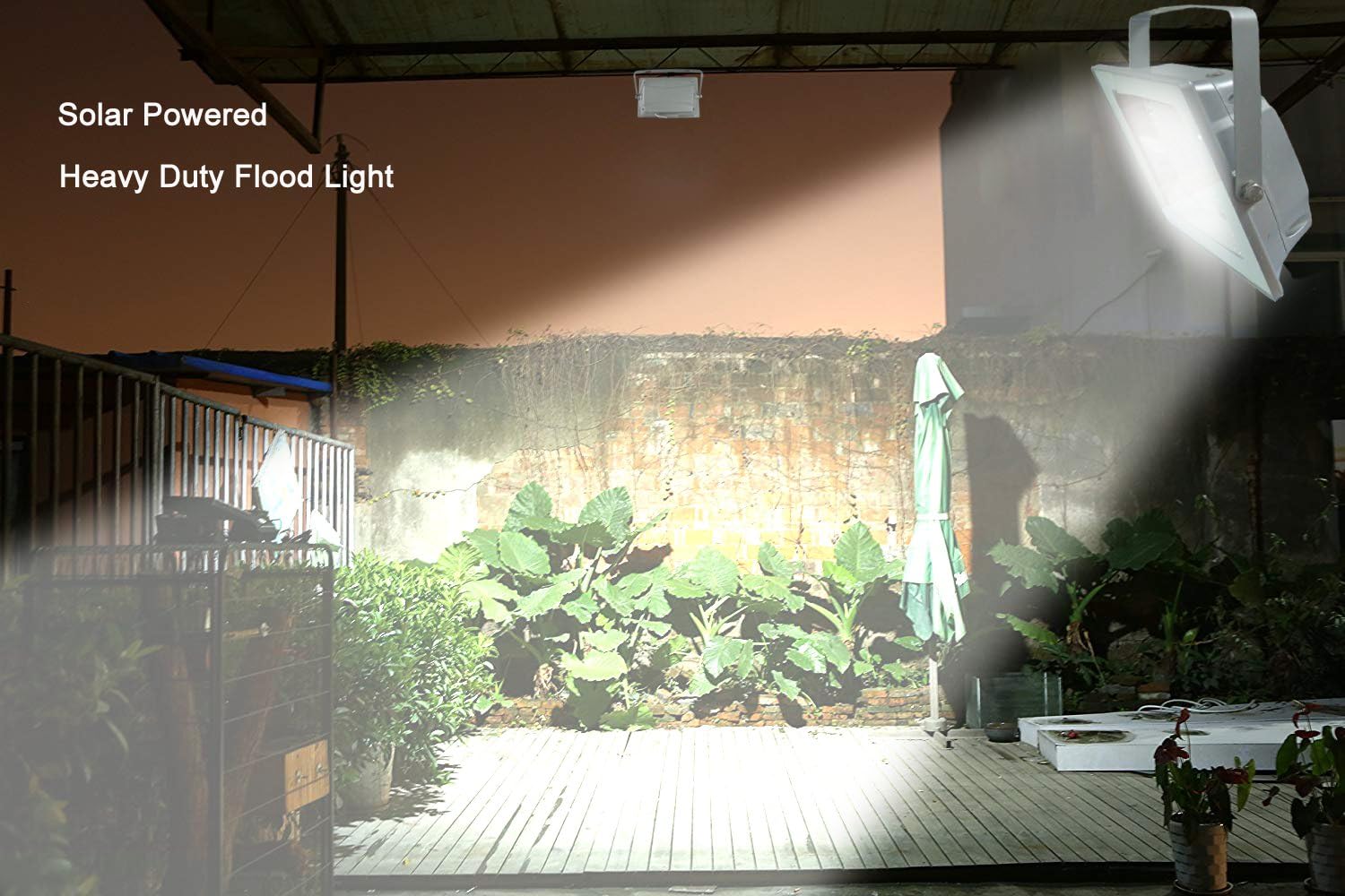 SUNLONG 120 LED Solar Flood Lights,Outdoor Waterproof Sign Lights Aluminum Casting Security Light for Garage Billboard Yard Parking Patio