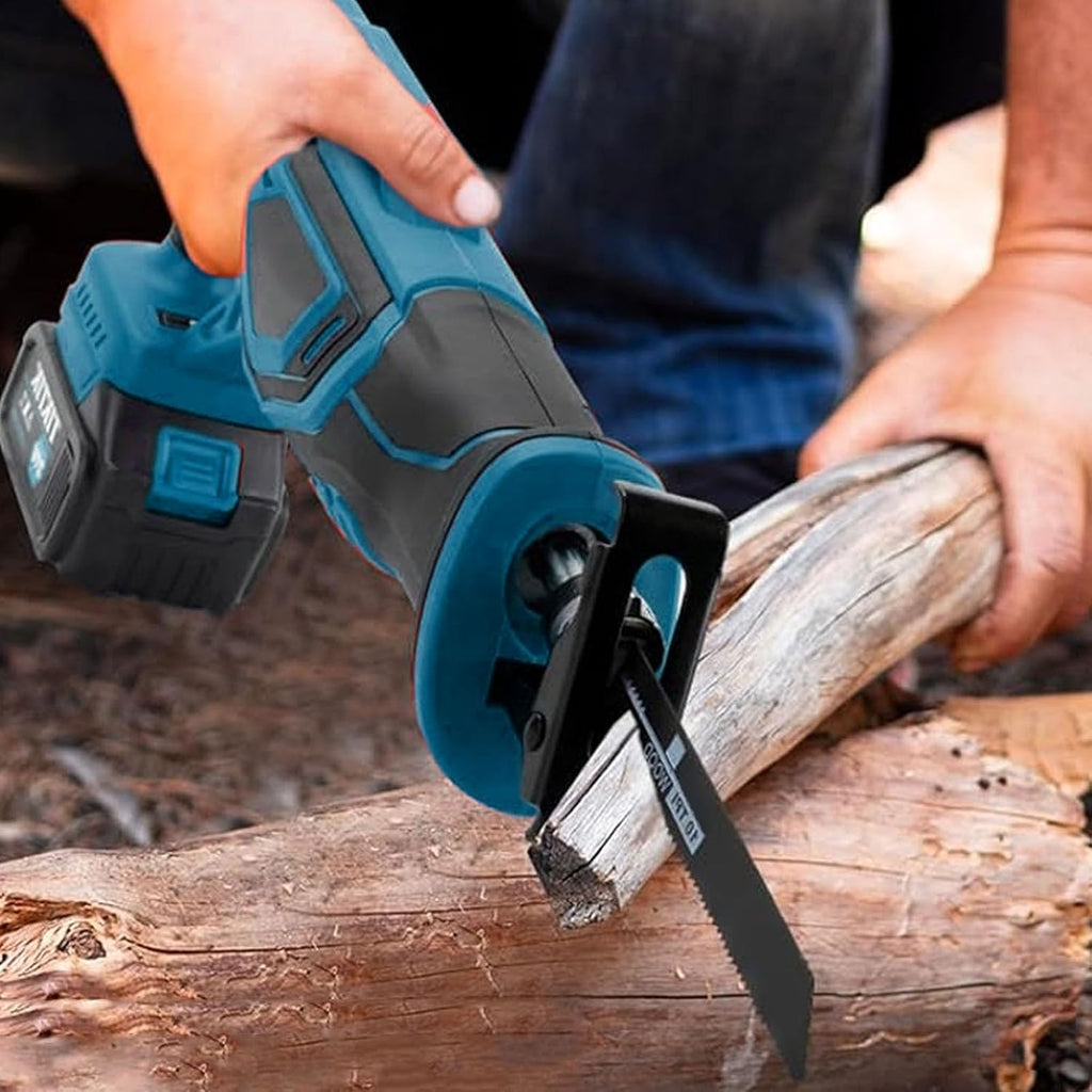 Cordless Reciprocating Saw, 88V Brushless Handheld Reciprocating Saw with 4000mAh Battery 0 to 3500SPM for Wood Metal Plastic 4 Blades Included (US Plug 100-240V)