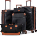 Cosbarn Luggage Sets 5 Piece with TSA Lock Spinner Wheels, Unisex Hard Case ABS Suitcase Set, Hardshell Lightweight Waterproof Travel Hardside Suitcases with Wheels for Women Men, Black