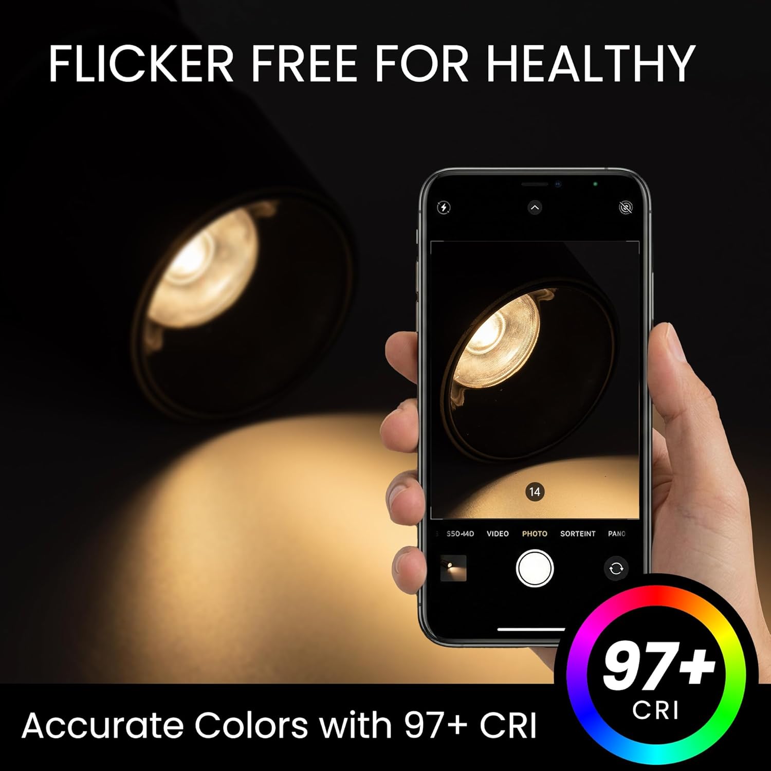 4 Packs LED Dimmable Adjustable Ceiling Spotlight 12W 3000K Aluminum Wired Spotlight Fixtures CRI 97 Surface Mounted Indoor Spot Light for Living Room Hallway Picture Corridor, Black