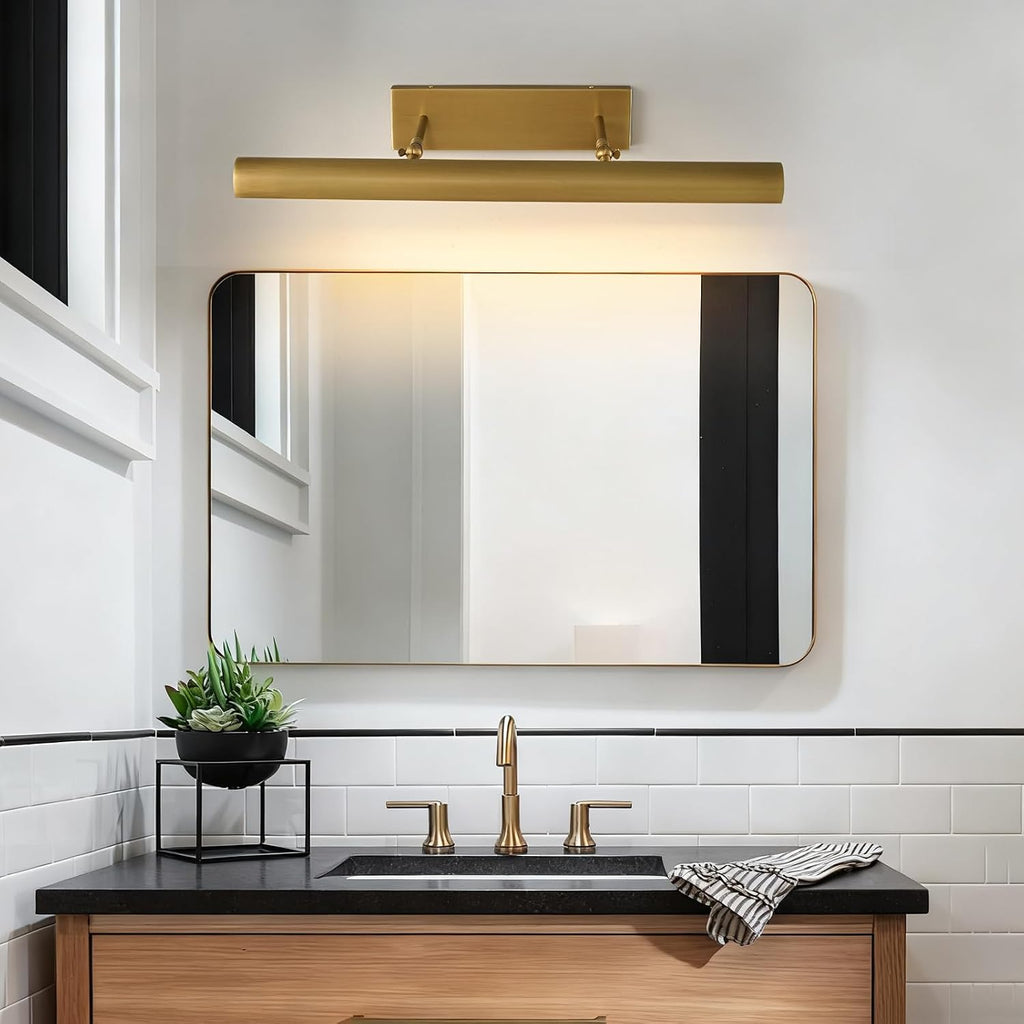Modern Brass Picture Light (270° Rotatable, Hardwired) - Art Light for Painting, Artwork, Portrait Display, Suitable for Oil Paintings, Galleries, Bookshelves,