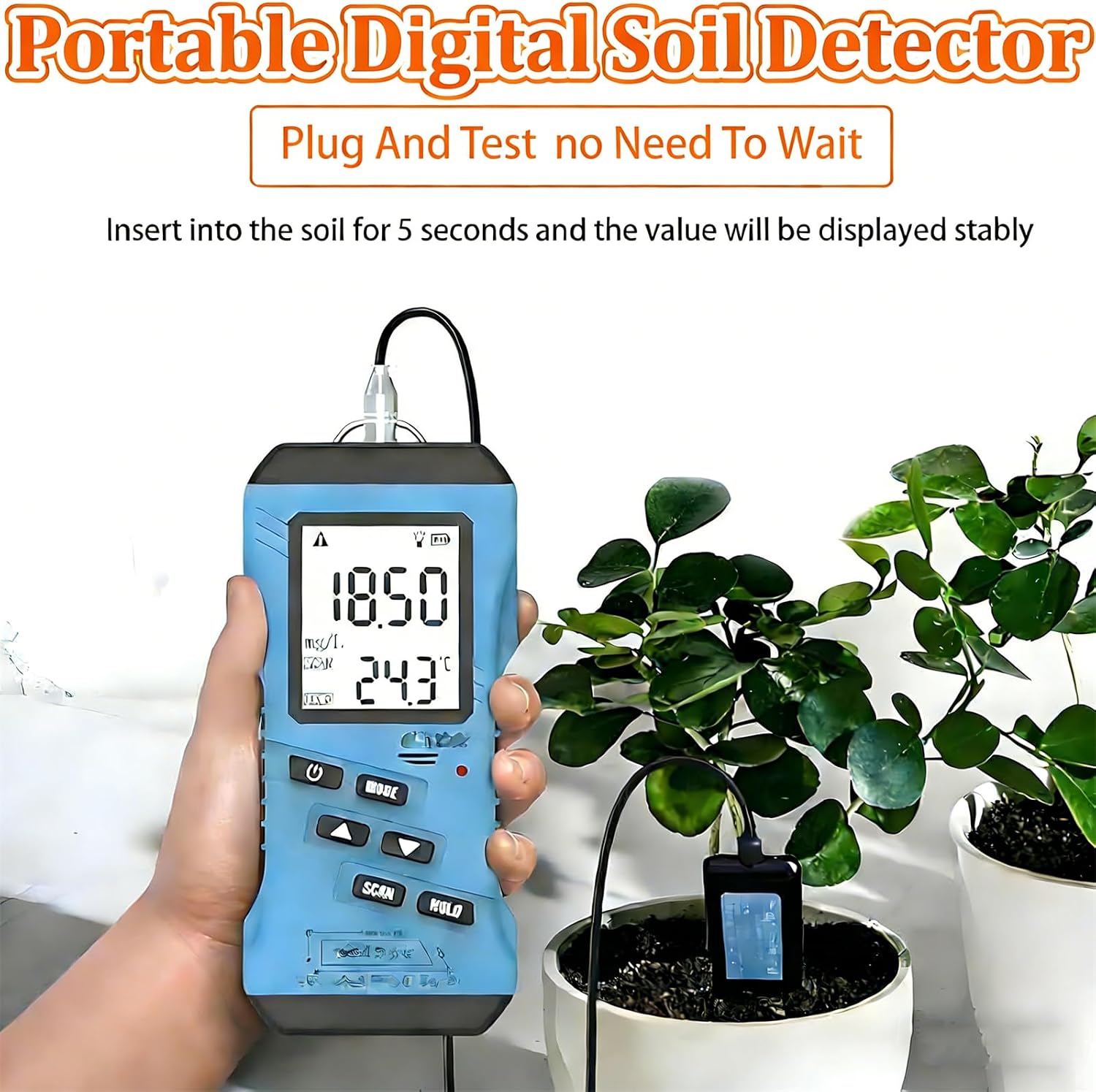 7-in-1 Soil Test Kit - High Accuracy pH, Moisture, NPK Nutrient Meter for Phosphorus, Potassium, Conductivity - Essential Gardening Tool for Healthy Plants