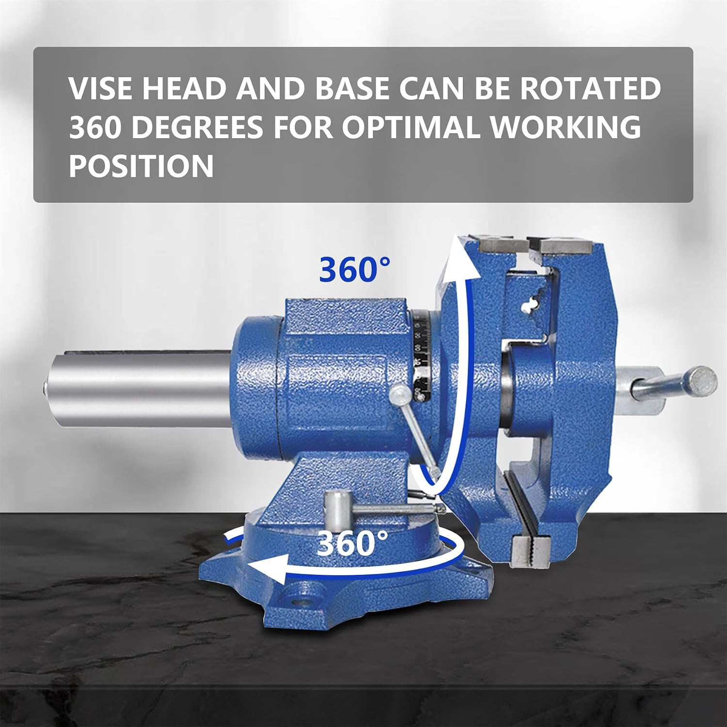 waltyotur Multi-purpose 6 Inch Vise Bench Vise Heavy Duty Multi-Jaw Vise 360-Degree Rotation Clamp on Vise with Swivel Base and Head for Clamping Fixing Equipment Home or Industrial Use