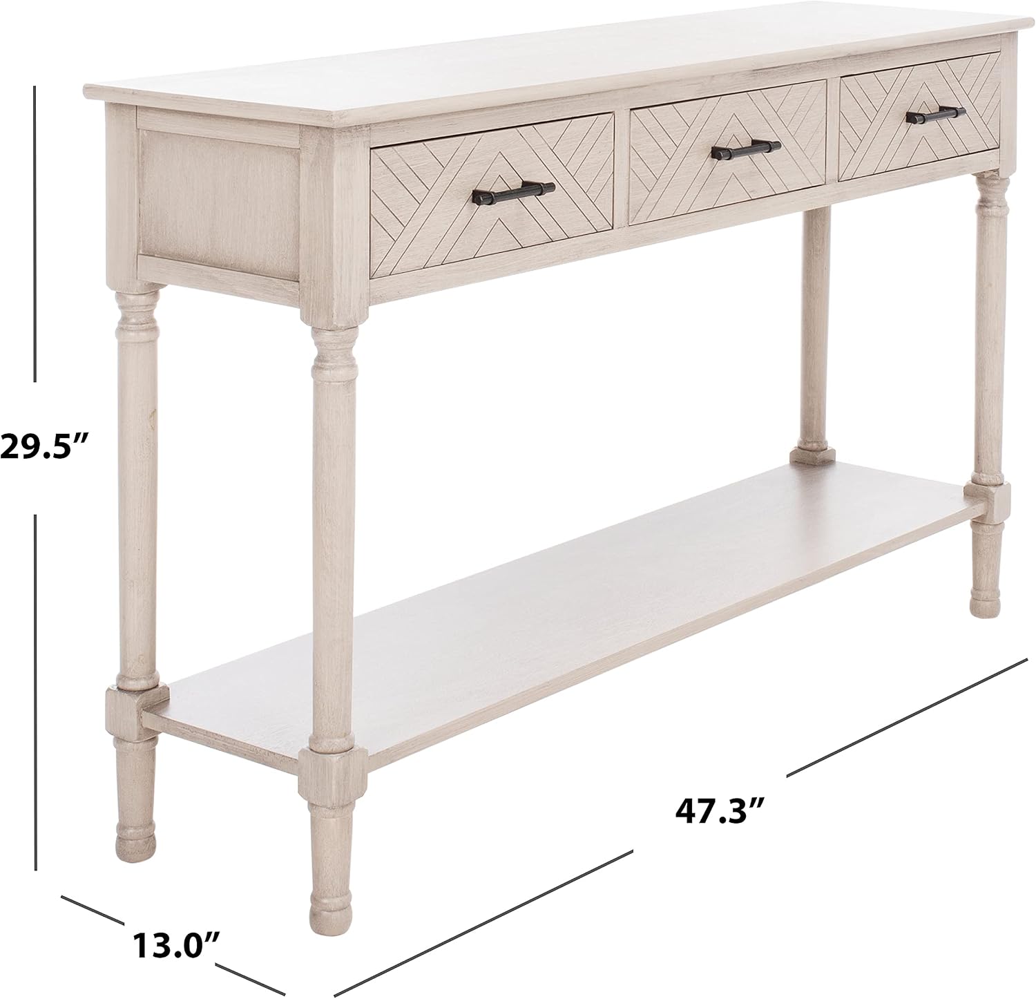 SAFAVIEH Home Collection Peyton Greige 3-Drawer Lower Shelf Console Table CNS5705D