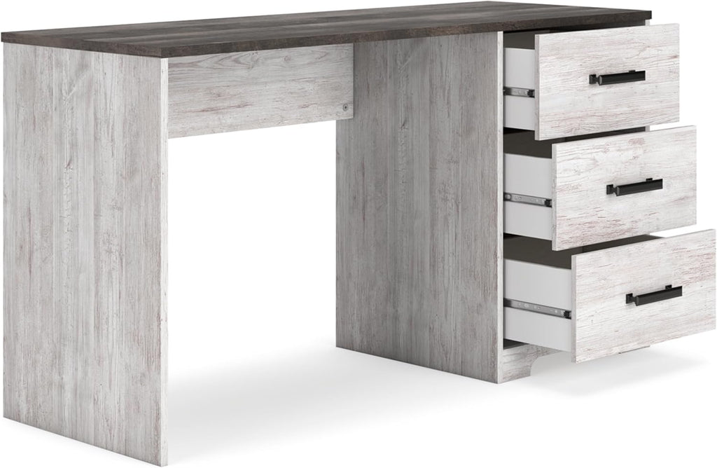 Signature Design by Ashley Shawburn Farmhouse 3-Drawer 54' Home Office Desk, White & Gray