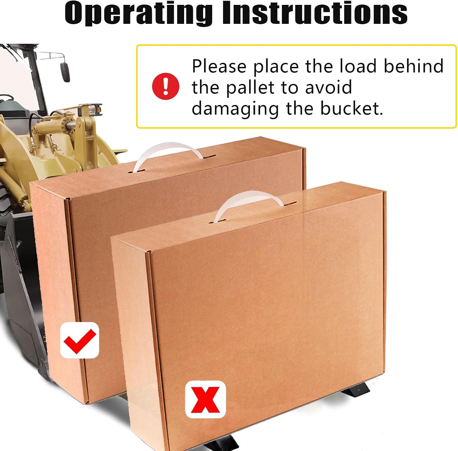 Heavy Duty Clamp on Pallet Forks w/Adjustable Stabilizer Bar -60' 4000lbs Max- Pallet Forks Clamp On for Tractor Bucket (60inch Total Length）