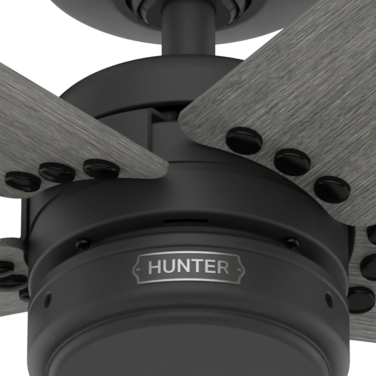 Hunter 52 inch Outdoor or Indoor Ceiling Fan No Light - Black Ceiling Fan without Light, For Patio, Porch, Garage, or Living Room, Standard Mount, 5 Blades, Wall Control - Burton 52247, Matte Black
