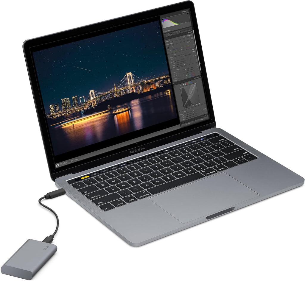 LaCie Mobile Drive Secure 500GB External Solid State Drive Portable SSD - Space Grey, USB-C 3.2, for PC and Mac, Recycled Materials, with Adobe All Apps Plan and Rescue Services (STKH500800)