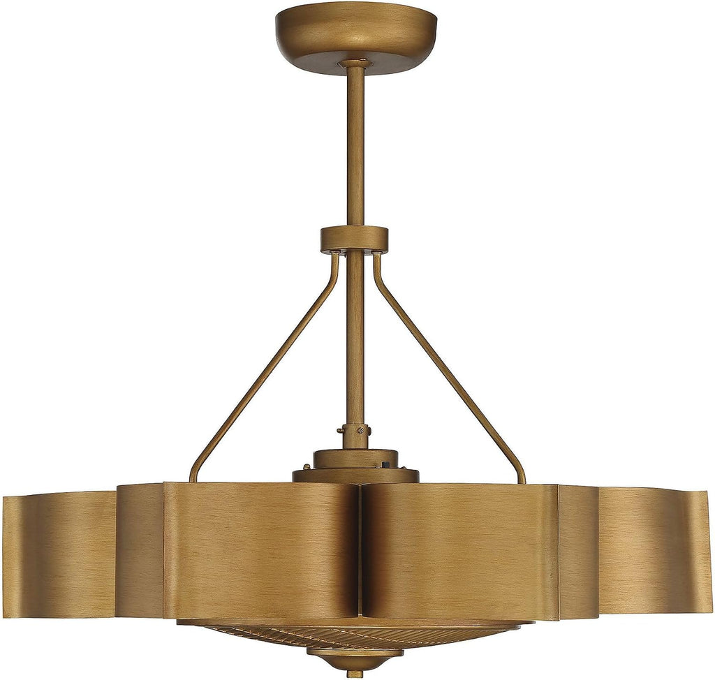 Savoy House 39-FD-125-54 Stockholm Bohemian Vintage Metal Fandelier Ceiling Fan with Remote, 6-Light 36 Total Watts, 23' H x 31' W, Gold Patina