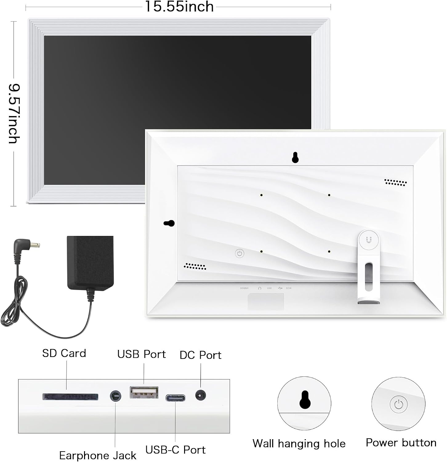 Digital Picture Frame WiFi, 15.6 Inch Frameo Digital Photo Frame, 32GB Memory, 1920*1080 IPS HD Touch Screen, Auto-Rotate, Share Pictures Video Instantly, Gift for Mom, Wedding, Birthday, Anniversary