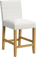 HomePop Classic Counter Stool, 24-Inch, Cream Grid Pattern
