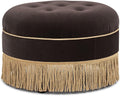 Jennifer Taylor Home Yolanda 24' Round Upholstered Accent Ottoman, Deep Brown Performance Velvet