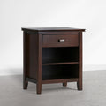 SIMPLIHOME Artisan Bedside Table - 24 inch Wide Solid Wood Nightstand Table in Autumn Brown, Contemporary Side or End Table with 1 Drawer, Open Shelf Storage and Bronze Knobs