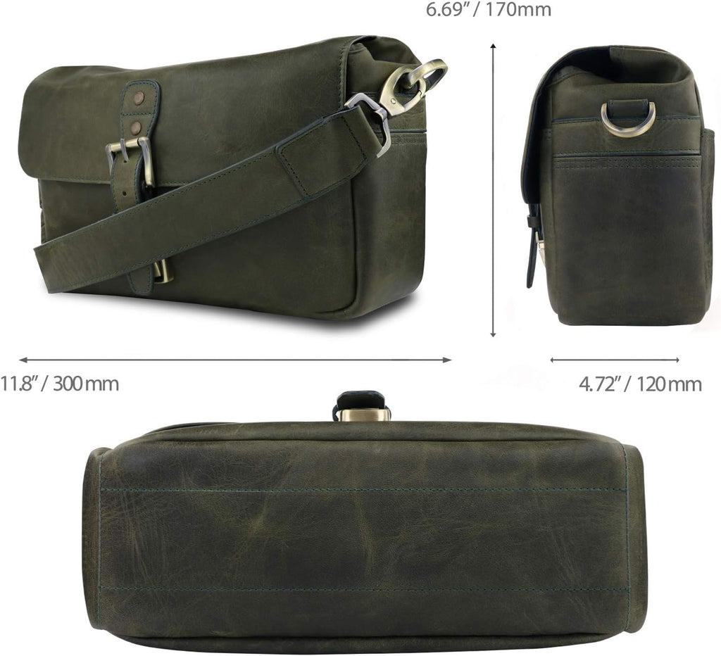 MegaGear Torres Genuine Leather Camera Messenger Bag for Mirrorless, Instant and DSLR Cameras